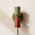 Up Down Plug-In Wall Sconce - Reed Green Canopy / Reed Green Upper Shade