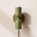 Up Down Plug-In Wall Sconce - Reed Green Canopy / Reed Green Upper Shade