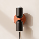 Up Down Plug-In Wall Sconce - Peach Canopy / Black Upper Shade