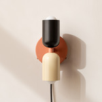 Up Down Plug-In Wall Sconce - Peach Canopy / Black Upper Shade