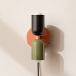 Up Down Plug-In Wall Sconce - Peach Canopy / Black Upper Shade