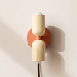 Up Down Plug-In Wall Sconce - Peach Canopy / Bone Upper Shade