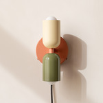 Up Down Plug-In Wall Sconce - Peach Canopy / Bone Upper Shade