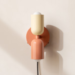 Up Down Plug-In Wall Sconce - Peach Canopy / Bone Upper Shade