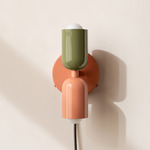 Up Down Plug-In Wall Sconce - Peach Canopy / Reed Green Upper Shade