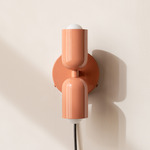 Up Down Plug-In Wall Sconce - Peach Canopy / Peach Upper Shade