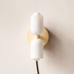 Glass Up Down Plug-In Wall Sconce - Bone Canopy / White Glass