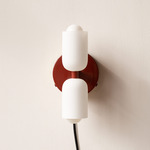 Glass Up Down Plug-In Wall Sconce - Oxide Red Canopy / White Glass