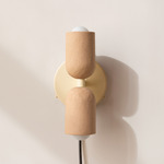 Ceramic Up Down Plug-In Wall Sconce - Bone Canopy / Tan Clay Upper Shade