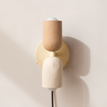 Ceramic Up Down Plug-In Wall Sconce - Bone Canopy / Tan Clay Upper Shade