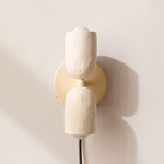 Ceramic Up Down Plug-In Wall Sconce - Bone Canopy / White Clay Upper Shade