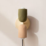 Ceramic Up Down Plug-In Wall Sconce - Bone Canopy / Green Clay Upper Shade