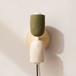 Ceramic Up Down Plug-In Wall Sconce - Bone Canopy / Green Clay Upper Shade