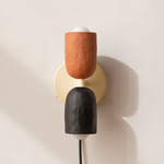 Ceramic Up Down Plug-In Wall Sconce - Bone Canopy / Terracotta Upper Shade