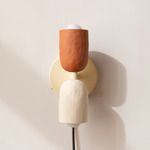 Ceramic Up Down Plug-In Wall Sconce - Bone Canopy / Terracotta Upper Shade