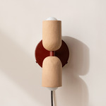 Ceramic Up Down Plug-In Wall Sconce - Oxide Red Canopy / Tan Clay Upper Shade