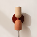 Ceramic Up Down Plug-In Wall Sconce - Oxide Red Canopy / Tan Clay Upper Shade