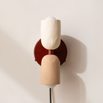 Ceramic Up Down Plug-In Wall Sconce - Oxide Red Canopy / White Clay Upper Shade
