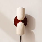 Ceramic Up Down Plug-In Wall Sconce - Oxide Red Canopy / White Clay Upper Shade
