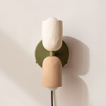 Ceramic Up Down Plug-In Wall Sconce - Reed Green Canopy / White Clay Upper Shade