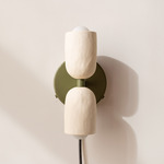 Ceramic Up Down Plug-In Wall Sconce - Reed Green Canopy / White Clay Upper Shade