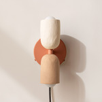 Ceramic Up Down Plug-In Wall Sconce - Peach Canopy / White Clay Upper Shade