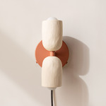 Ceramic Up Down Plug-In Wall Sconce - Peach Canopy / White Clay Upper Shade