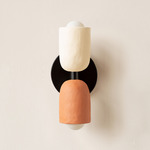 Ceramic Up Down Slim Wall Sconce - Black Canopy / White Clay Upper Shade