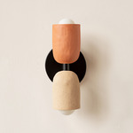 Ceramic Up Down Slim Wall Sconce - Black Canopy / Terracotta Upper Shade