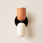 Ceramic Up Down Slim Wall Sconce - Black Canopy / Terracotta Upper Shade