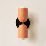 Ceramic Up Down Slim Wall Sconce - Black Canopy / Terracotta Upper Shade