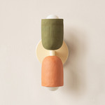 Ceramic Up Down Slim Wall Sconce - Bone Canopy / Green Clay Upper Shade