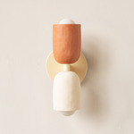 Ceramic Up Down Slim Wall Sconce - Bone Canopy / Terracotta Upper Shade