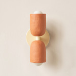 Ceramic Up Down Slim Wall Sconce - Bone Canopy / Terracotta Upper Shade