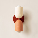 Ceramic Up Down Slim Wall Sconce - Oxide Red Canopy / White Clay Upper Shade