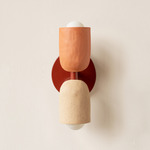 Ceramic Up Down Slim Wall Sconce - Oxide Red Canopy / Terracotta Upper Shade