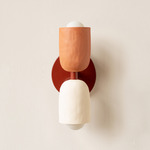 Ceramic Up Down Slim Wall Sconce - Oxide Red Canopy / Terracotta Upper Shade