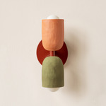 Ceramic Up Down Slim Wall Sconce - Oxide Red Canopy / Terracotta Upper Shade