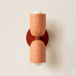 Ceramic Up Down Slim Wall Sconce - Oxide Red Canopy / Terracotta Upper Shade