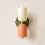 Ceramic Up Down Slim Wall Sconce - Reed Green Canopy / White Clay Upper Shade