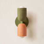 Ceramic Up Down Slim Wall Sconce - Reed Green Canopy / Green Clay Upper Shade