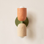 Ceramic Up Down Slim Wall Sconce - Reed Green Canopy / Terracotta Upper Shade