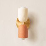 Ceramic Up Down Slim Wall Sconce - Brass Canopy / White Clay Upper Shade