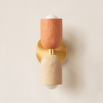 Ceramic Up Down Slim Wall Sconce - Brass Canopy / Terracotta Upper Shade