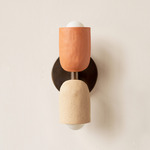 Ceramic Up Down Slim Wall Sconce - Patina Brass Canopy / Terracotta Upper Shade