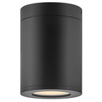 Silo Outdoor Flush Mount - Black / Etched Glass