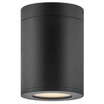 Silo Outdoor Flush Mount - Black / Etched Glass