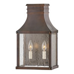 Beacon Hill Wide Outdoor Wall Sconce - Blackened Copper / Clear Seedy