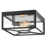 Brixton Outdoor Flush Mount - Black / Clear