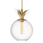 Palma Globe Pendant - Heritage Brass / Clear